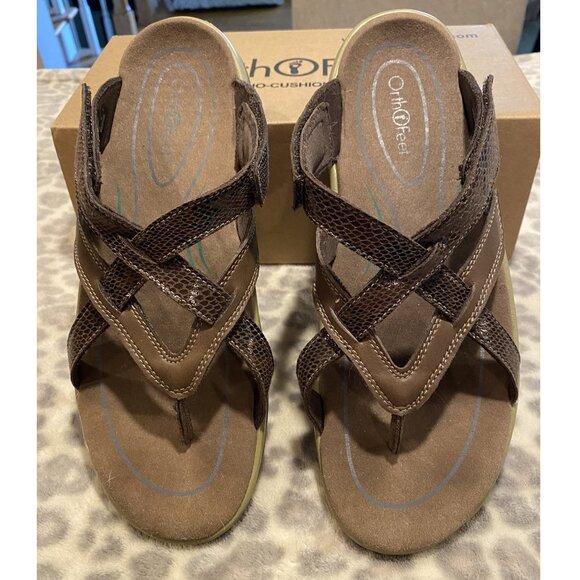 OrthoFeet Clio Women's Arch Support Comfort Sandal - Brown - Size 9 - Picture 2 of 13